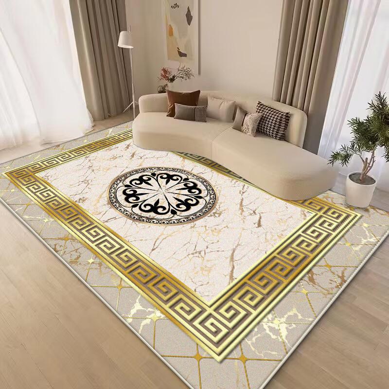 Chinese Carpets Washable Non-slip Retro Gold Large Rugs Light Luxury Rug Mat for Living Room Bedroom Floor