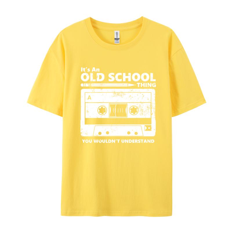 Vintage Unisex Tshirts Old School Skool Cassette Tape 2024 Discount All Cotton Top Tshirts Comfortable Soft Texture