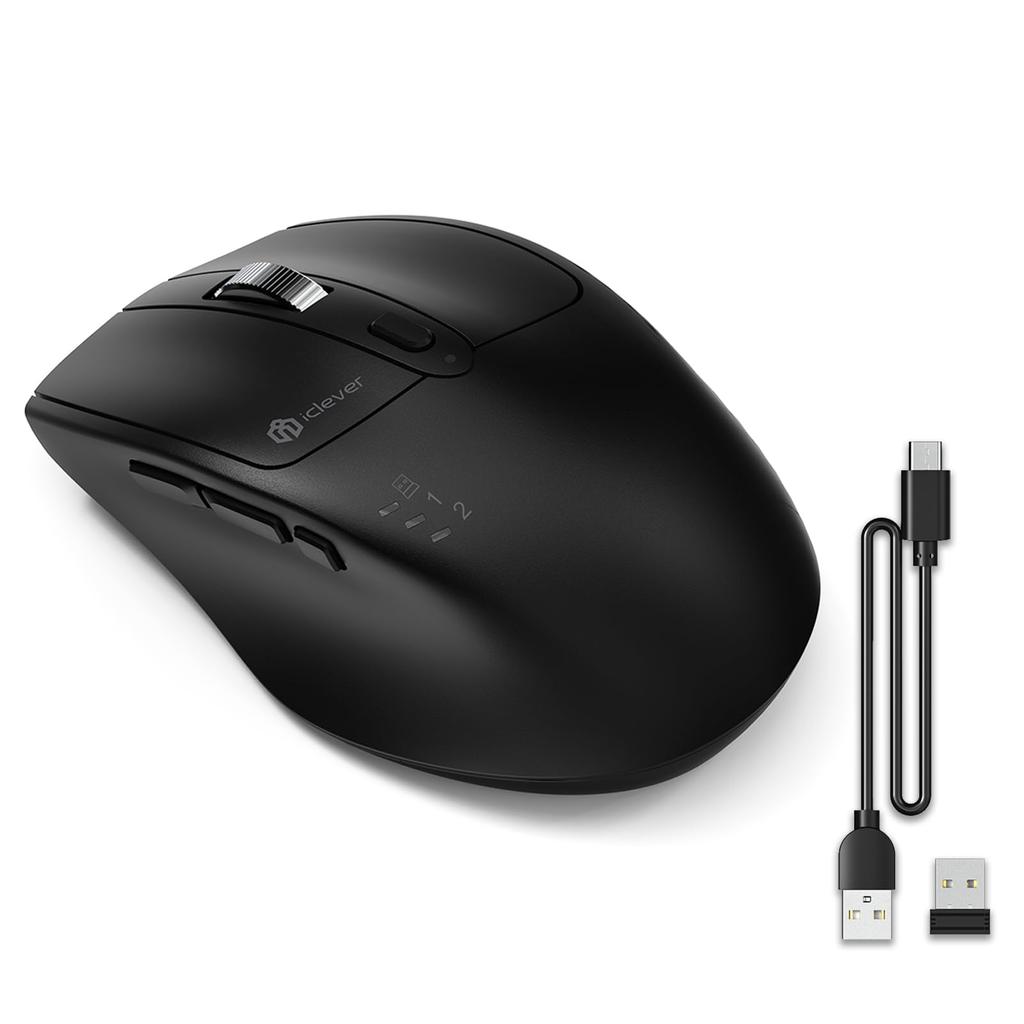 iClever Wireless Wireless Bluetooth Wireless Rechargeable Dual Connectable To 3 4 Level DPI 7 Key Bluetooth Business OS Compatible MD167 Mouse, Mouse,