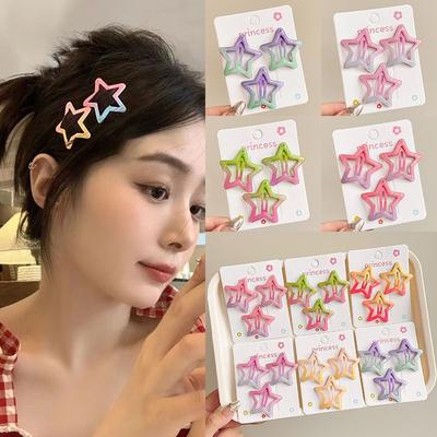 5 Stück Niedliche Koreanische Bunte Stern BB Haarspangen Haarnadel für Kinder Mädchen Kind Krebs Haarband für Haaraccessoires Kopfschmuck Ornament