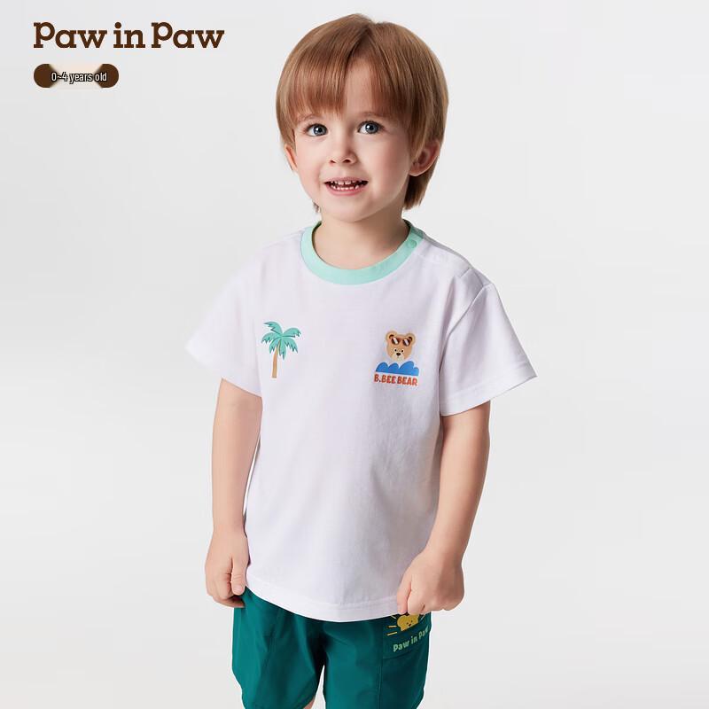 PawinPaw 2025 Spring/Summer Cartoon Bear Boy s Short Sleeve T-Shirt 100
