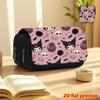 1pc Kuromi Dark Sweetheart 2D Flat Printing [] Double-Layer Flip Black Pencil Case - Back-To-School Essential Pencil Box, Daily Multifunctional Makeup