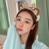 Hoop Wash Face Plush Girls Plaid Bow Cat Ears Lace Hair Band Korea Style Headband Women Accessories