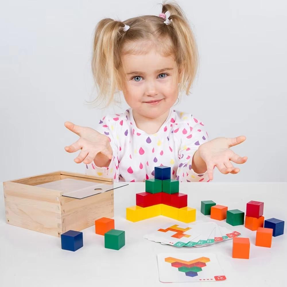 Portable Wooden Puzzle 3D Educational Toy Home Education Cube Block Toy Educational Use
