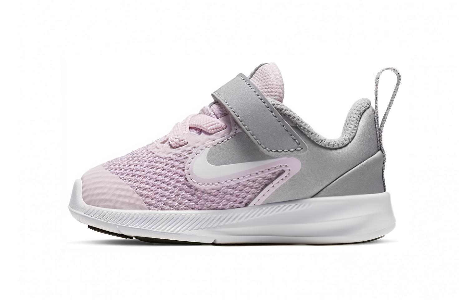 Детские кроссовки Nike Downshifter 9, нескользящие, амортизирующие, износостойкие, низкие, для малышей, розово-серые, для младенцев и малышей, AR4137-601 25