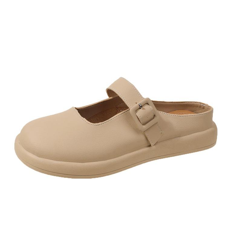 Leather Bag Head Half Slippers Women's Outer Wear Summer Thick-soled Sandals Spring New Soft-soled Lazy Shoes