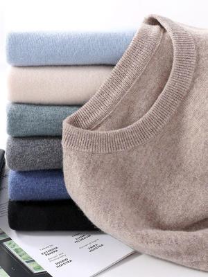 Maglione da uomo girocollo 100% pura lana cashmere per autunno e inverno