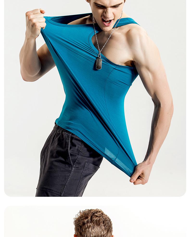 Men's Modal Silk Cotton Sleeveless Sports Vest T-Shirt