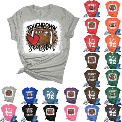 TOUCHDOWN SEASONWomen's Casual Fashion Casual Short Sleeve Rugby Print Round Neck T-shirt Top