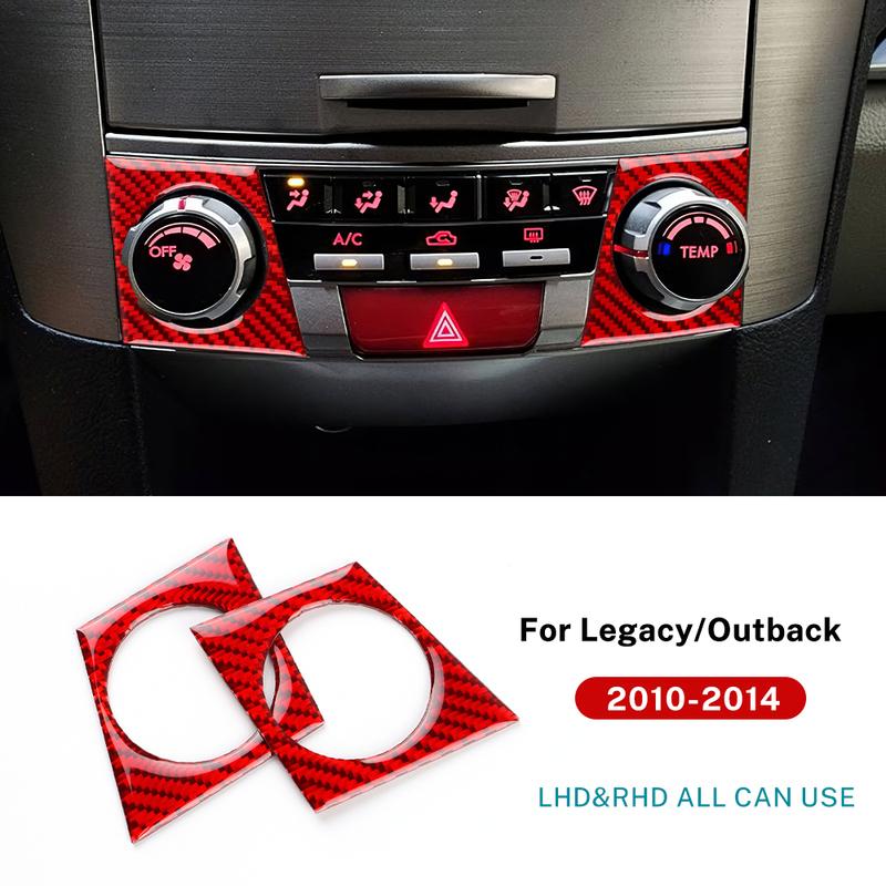 Car Central Control Rotary Button Real Soft Carbon Fiber Sticker For Subaru Legacy Outback 2010 - 2014 LHD RHD Trim.