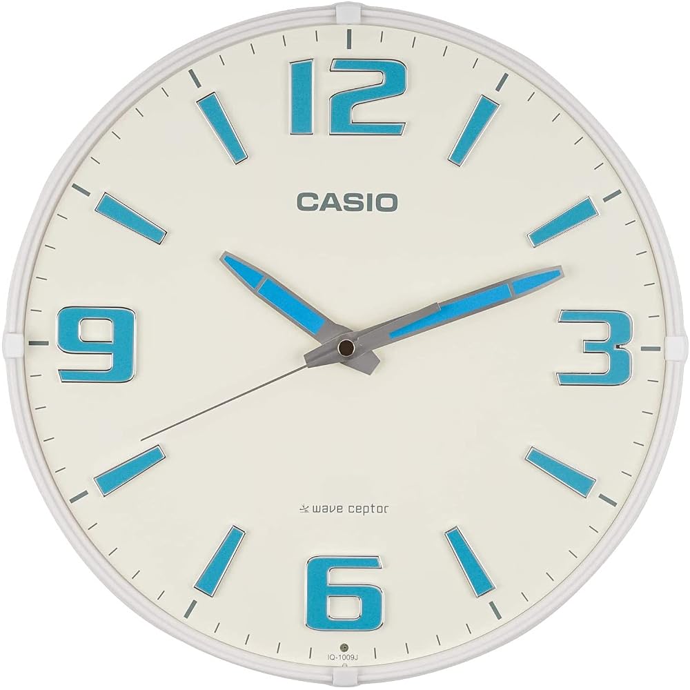 CASIO Wall Clock, Radio-Controlled, White, Analog, Nighttime Second Hand Stop Function, IQ-1009J-7JF