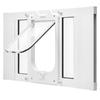 Cat Door for Window, Adjustable To Fit Window Width 584-711 Mm, 4 Secure Lock Modes, Aluminum Frame and High-Transparency Glass, Magnetic Closure,