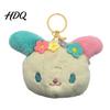 Decorative Bag Charm for Girls Cute Fluffy Rabbit Keychain Plush Card Holder Pendant with Animal Doll Flower Embroidery Kawaii Keys Backpack
