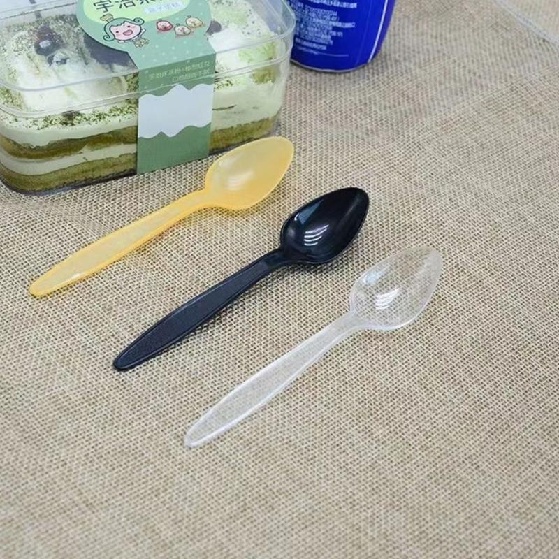 Pack Of 100 Clear Plastic Teaspoons Microwave Safe Round Head Ice Cream Spoon Tableware for Parties Camping and Event