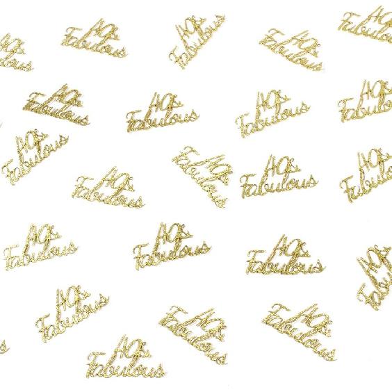 Gold 40th Birthday Decorations - Happy 40 Years Old Confetti & Fabulous Party Favor Gift Decor for Wedding Anniversary