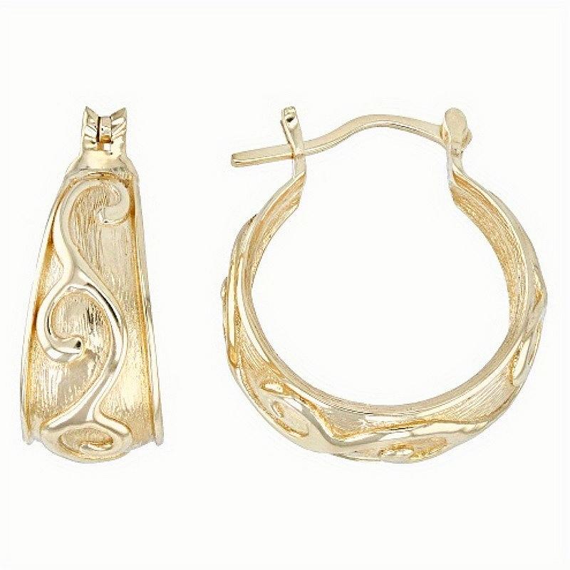 Vintage Classic Hand-carved Texture Golden Hoop Hoop Earrings for Women's Fashion Versatile Banquet Festival Jewelry Accessories