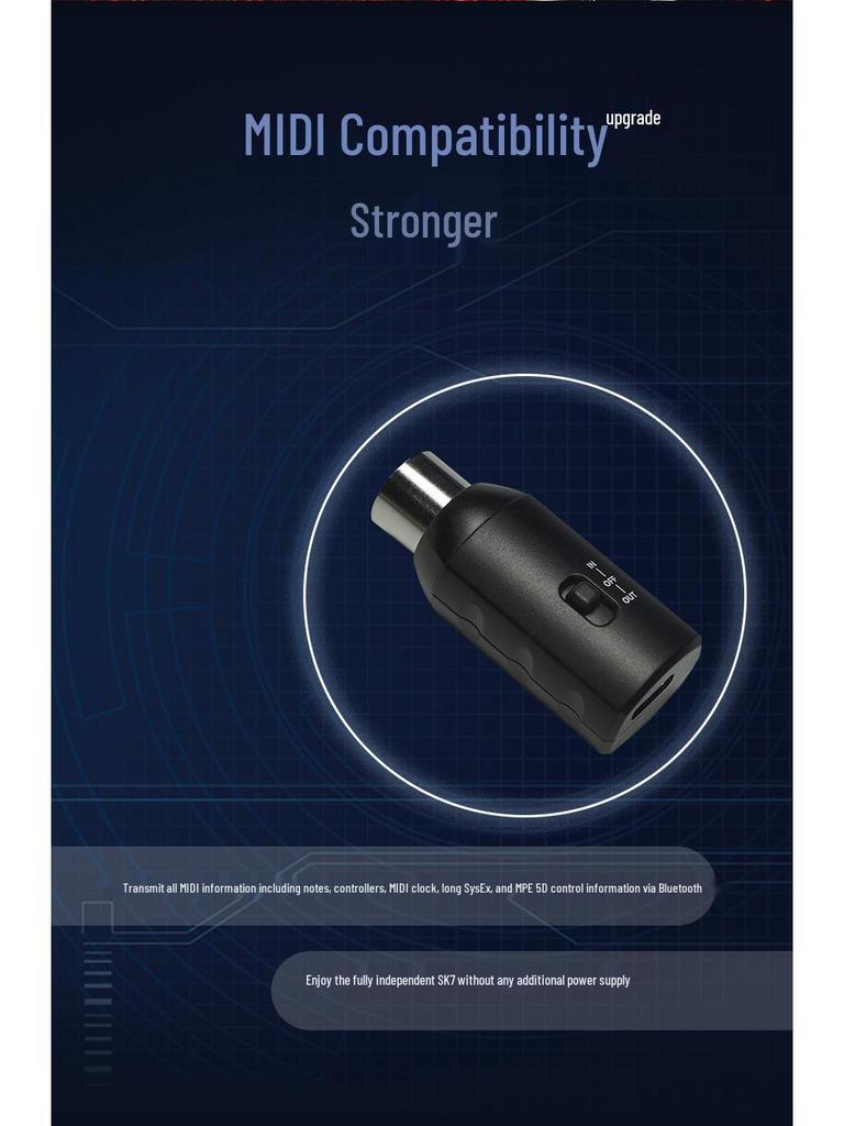 SK-7 Wireless 5-Pin MIDI Cable for Wind Instruments, Drums, & Keyboards