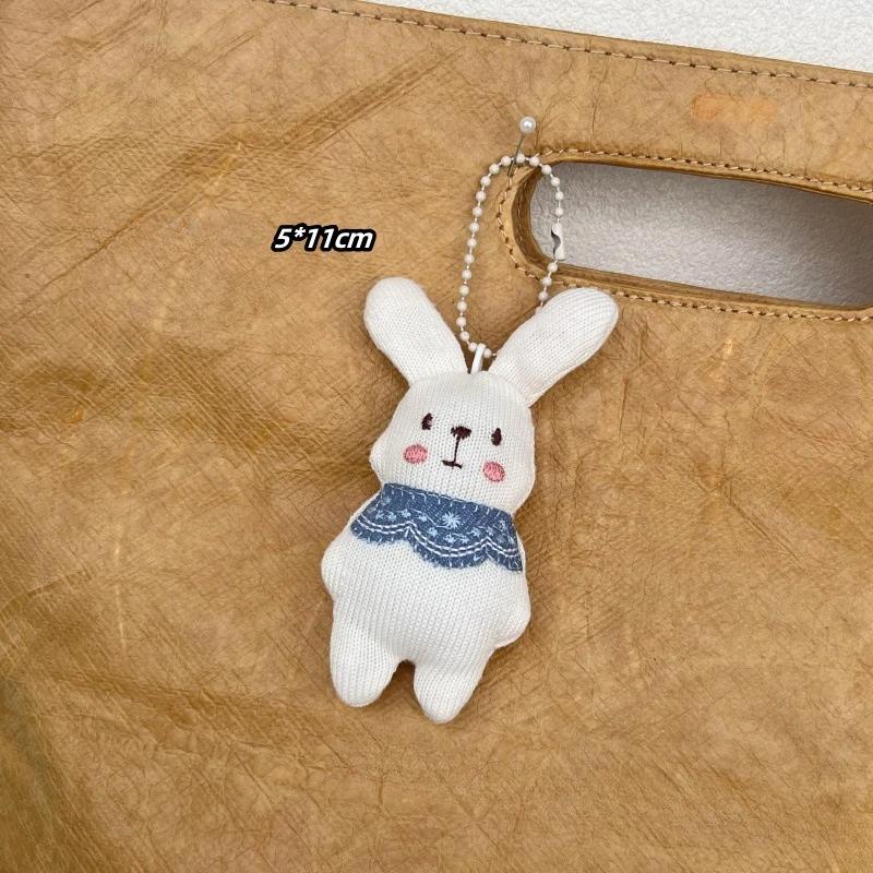 New Cute Headphone Rabbit Keychains Mini Bear Carrots Plush Keyring Cartoon Dog Bee Bag Pendant Charms Backpack