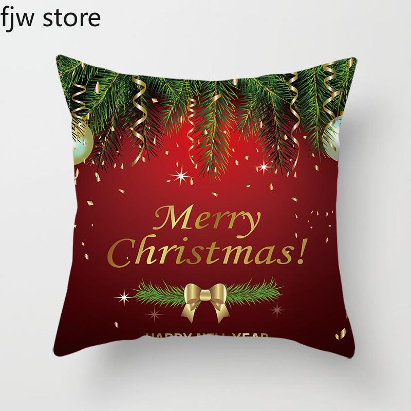 Merry Christmas and Happy New Year Decorative Pillow Cover Sofa  Ornament Office Chair Cushion  Home Decor