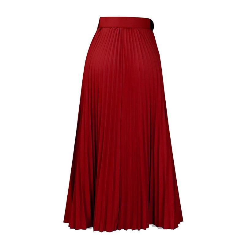 P with belt women's clothing new high waist large skirt medium and long pleated temperament drape skirt
