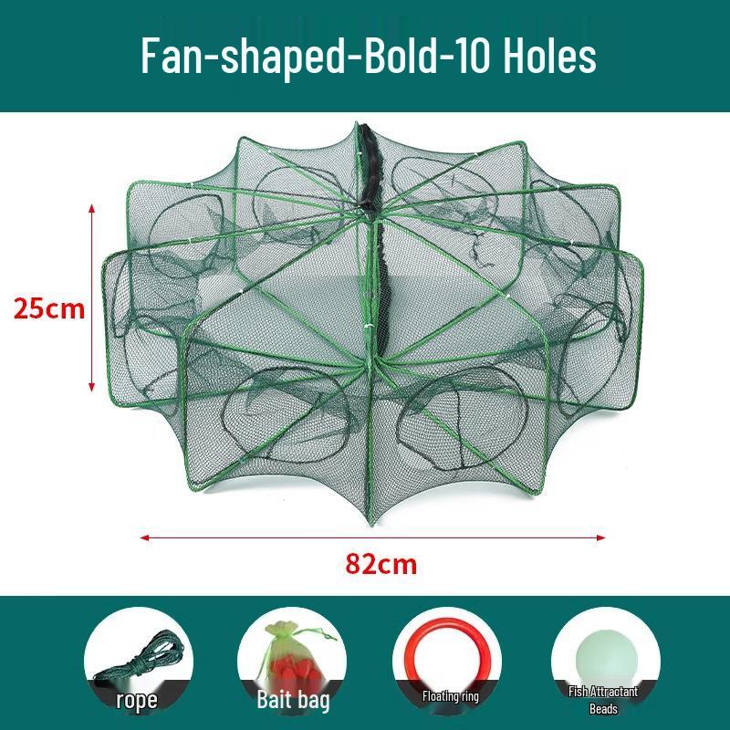Foldable Thickened Fish and Shrimp Trap Net for Outdoor Fishing.