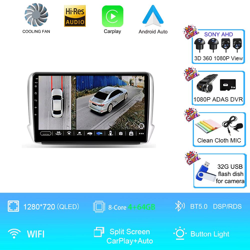 Car Radio Android 14 2 Din Video For Peugeot 2008 208 Multimedia System 2012 - 2018 GPS Navigation Autoradio WIFI 4G FM Carplay