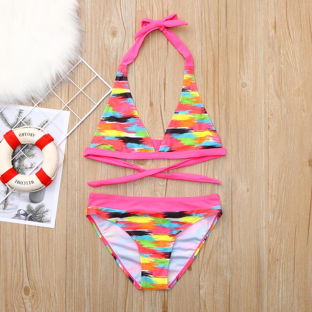 Buy Beach Print Swimsuit+Shorts Swimwear Set Children Girls Bikini