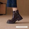 Huge Good-looking Soft Leather Platform British Martin Boots Women's French Short Boots Black Velvet Boots