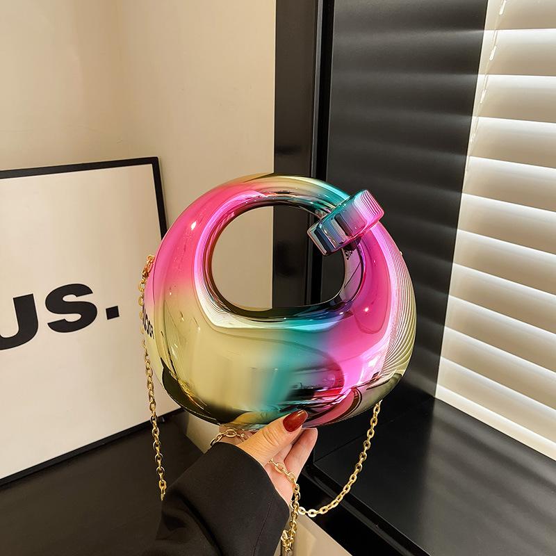 

Acrylic box bag women s 2025 new European and American fashion candy color dumpling bag shiny chain crossbody dinner bag різнокольоровий