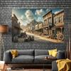Tapestry z westernowym miasteczkiem z pogranicza: Przygodowy West Wall Dekoracja tło, sypialnia pokój dekoracja domu