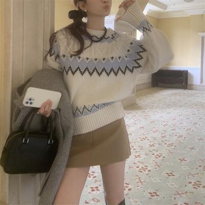 Crew Neck Pullover Fair Island Sweater Jacket Women's Autumn and Winter New High-end Christmas Knitted Top