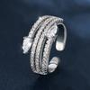 2026 New Multi Row Exquisite Zircon Water Droplet Opening Ring Integrated Stacking Design, Light Luxury Shiny Fashion Accessory