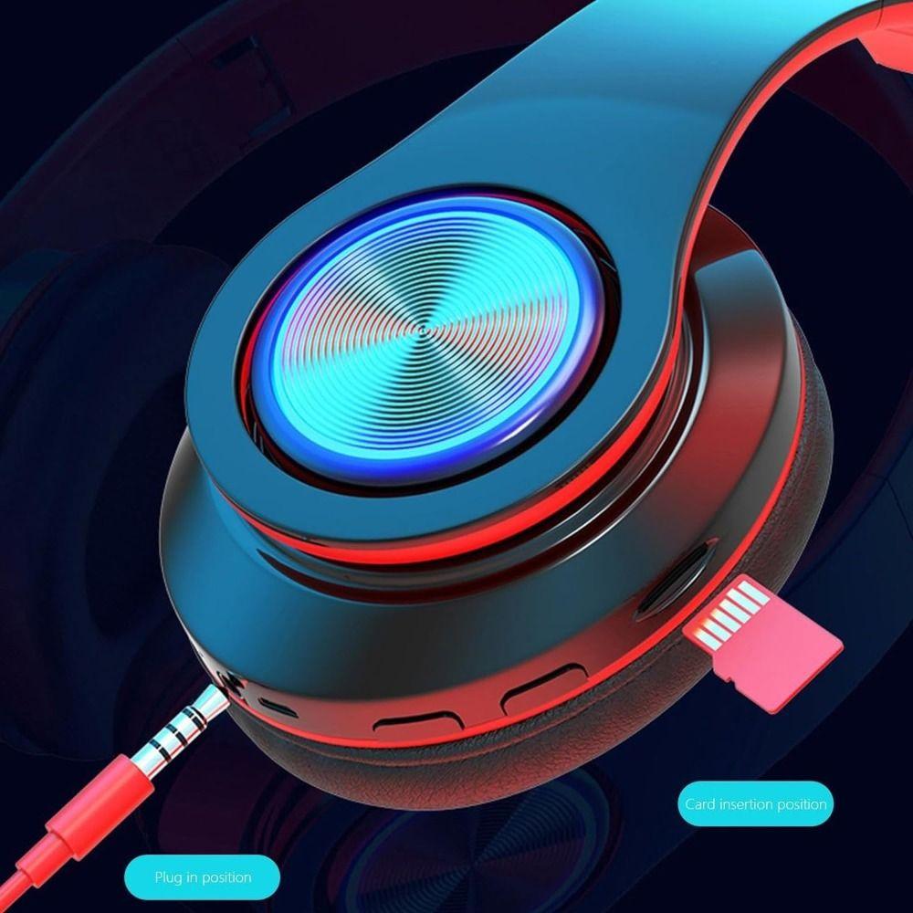 New Colorful Light Bluetooth Headset With Mic Stereo Wireless Call Headset LED Noise Cancelling Headphones Home