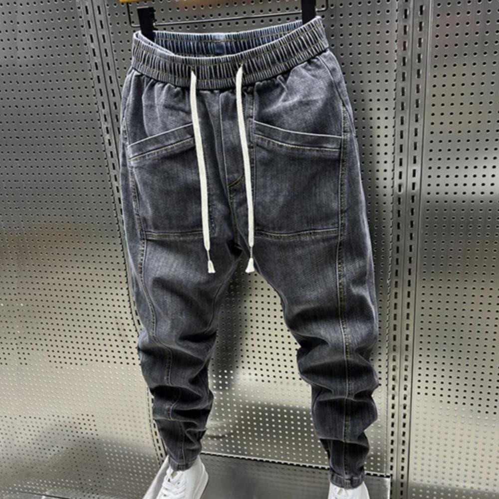 Fashion 2026 New Spring Autumn Loose Men's Drawstring Big Boy Jeans Denim Jeans Casual Elastic Waist Yk2 Streetwear Pants