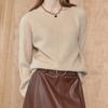 V Neck Loose Fit Glitter Volume sleeVe Knit Zb12kn003on