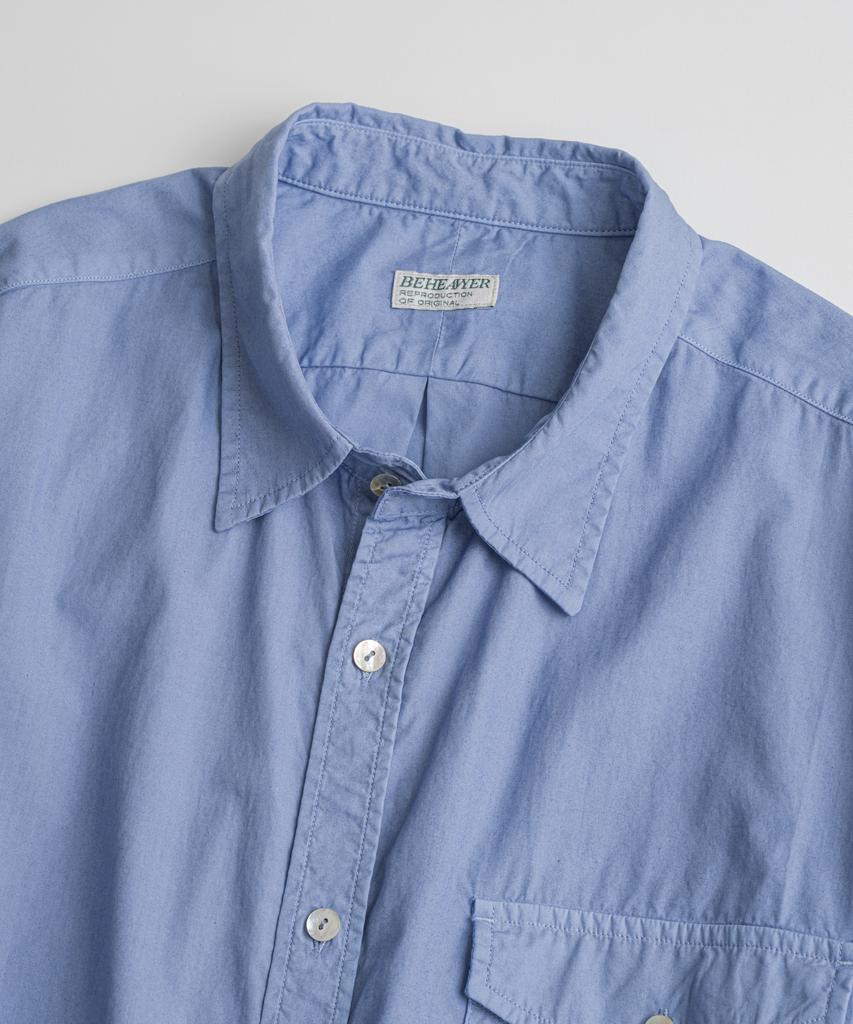 Bihebieo Dyed Poplin Classic Shirts Sax