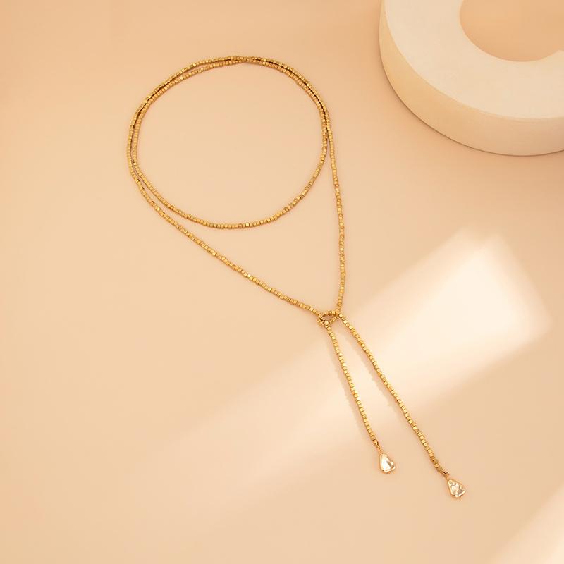2025 Creative Hip-Hop Irregular Ccb Long Necklace For Women Trendy Y-Shaped Pendant Necklace Jewelry Accessories Gift