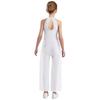 Girls Rhinestone Dance Bodysuit - Shimmery Sleeveless Jumpsuit with Keyhole Back & Side Splits, Built-in Briefs for Performances