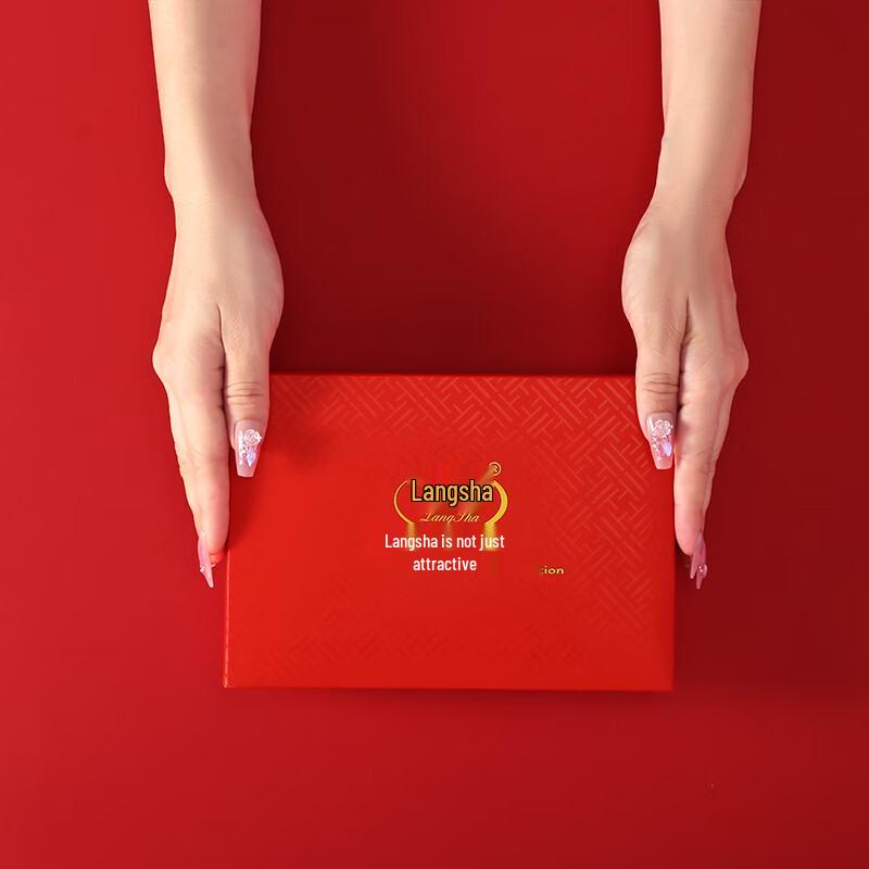 Langsha Men's Festive Red Cotton Boxer Briefs 4-Pack