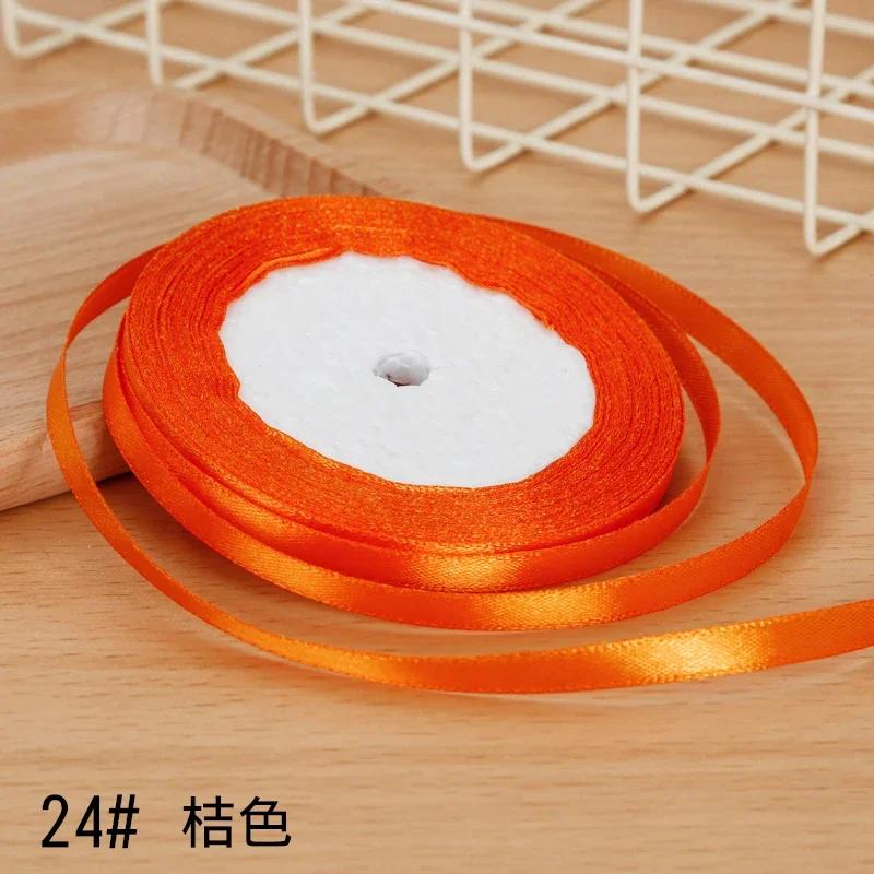 6mm Satin Ribbon DIY Artificial Silk Material Christmas Halloween Wedding Birthday Party DecorationHandmade Bows Gift Wrapping