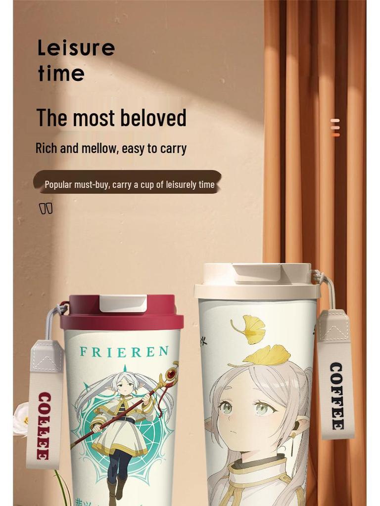 Frieren: Izolovaný hrnek s motivem Beyond Journey's End - Vysoká hodnota, Přenosný studentský hrnek na kávu a vodu