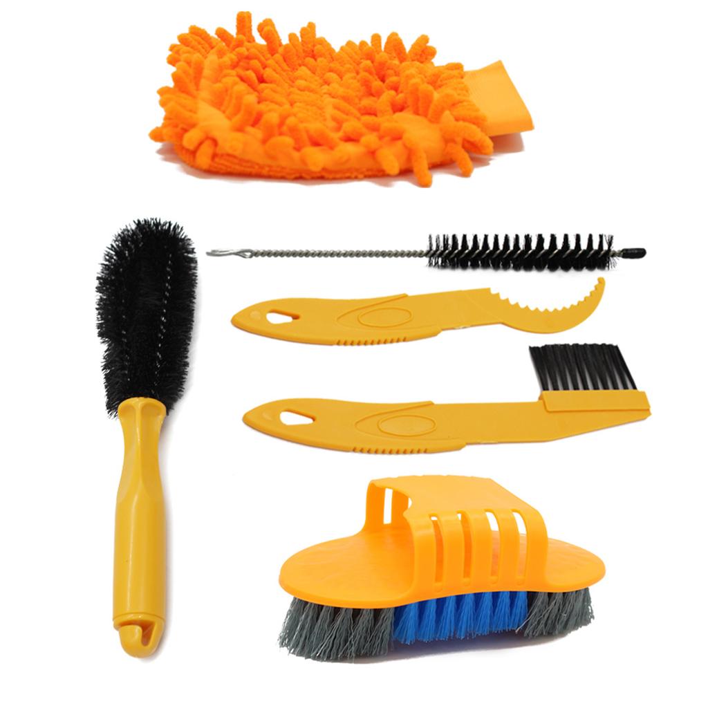 6pcs Professional Bicycle Chain Cleaner Kit Portable Bicycle Scrubber Brushes Set Bike Wash Repair Tool