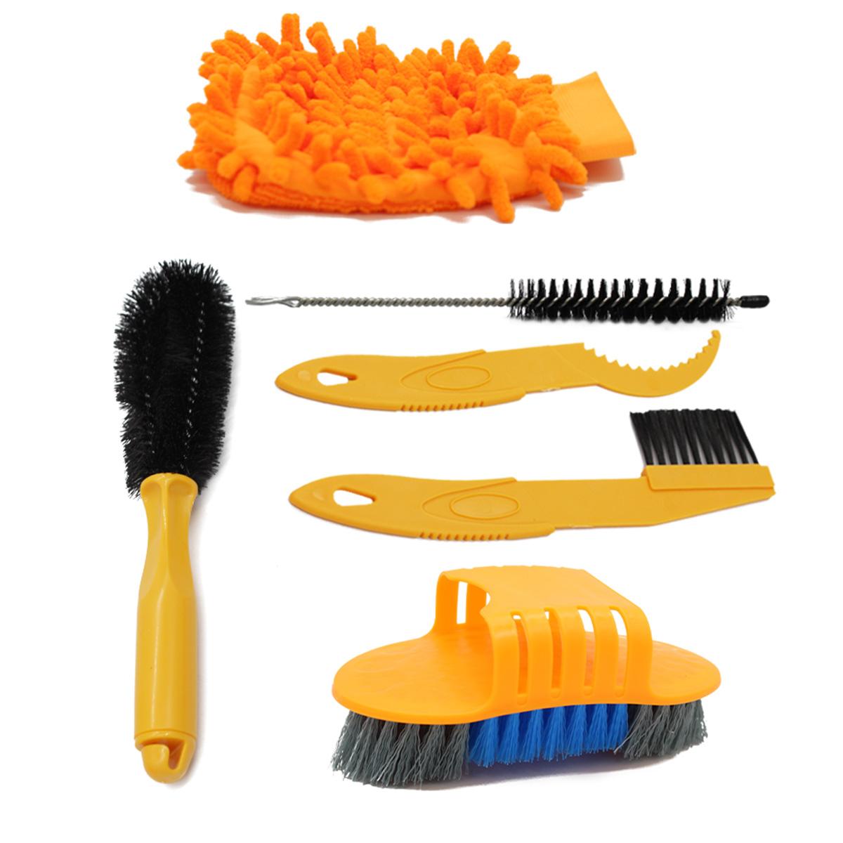 6pcs Professional Bicycle Chain Cleaner Kit Portable Bicycle Scrubber Brushes Set Bike Wash Repair Tool