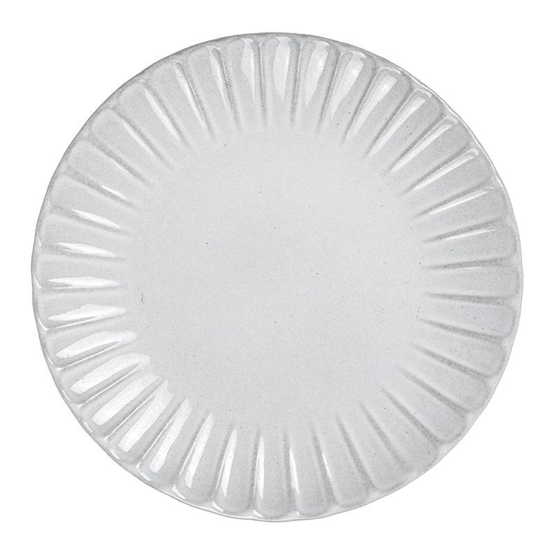 Solid Color Relief Petal Plate, Simple Tableware Plate, Ceramic Plate, Household Vegetable Plate, Pasta Plate, Steak Plate, Dinner Plate