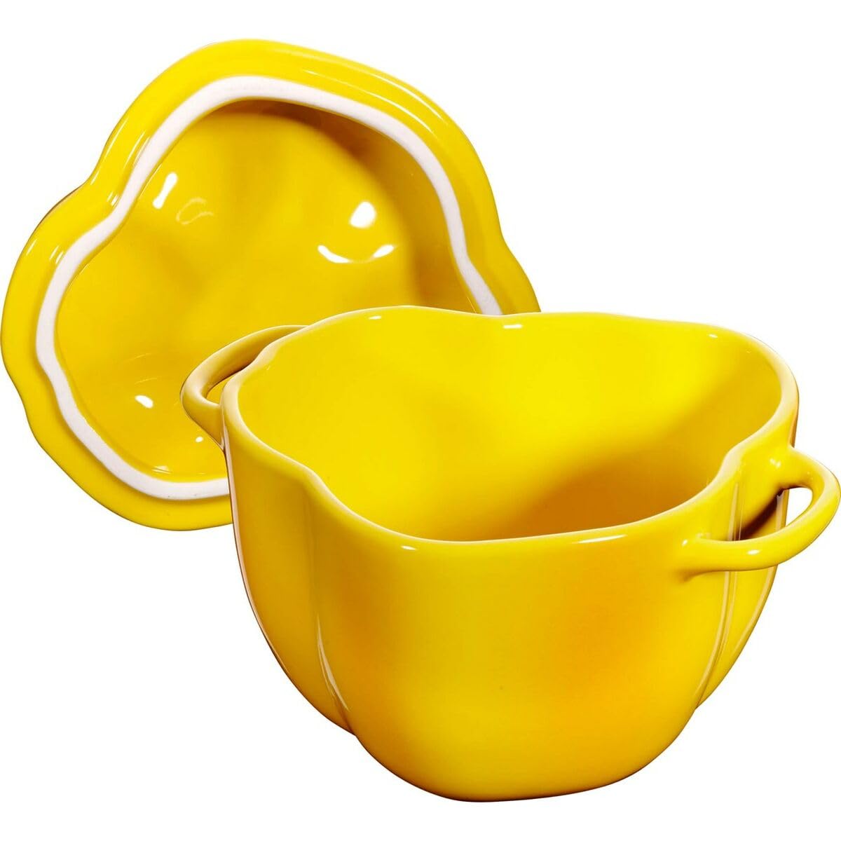 Керамическая кастрюля Staub Cocotte 12 см, керамическая, безопасная для микроволновой печи, японская керамическая перечница Cocotte  Paprika Yellow , термостойкая [Официальный продавец] 40500-324