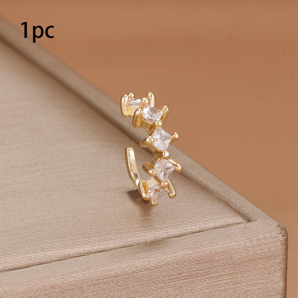 1Pc Simple Square Zircon Earcuff Clips On Earring for Women Girls No Fake Piercing Cartilage Earrings Ear Ring Without Hole