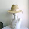 Nuovi Cappelli di Paglia da Donna alla Moda con Ape Metallica Lettera Eleganti per le Vacanze Cappello Boater Estivo a Tesa Piatta Cappello da Sole da Spiaggia
