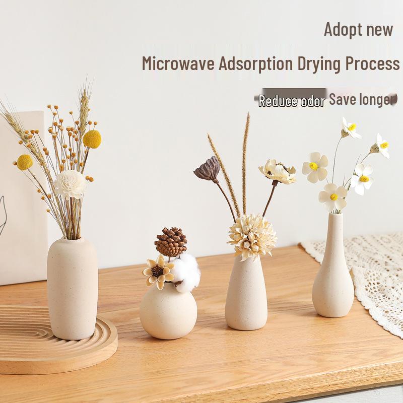 Cream Style Decorative Vases for Living Room, Bedroom, or TV Cabinet with Dried Flowers