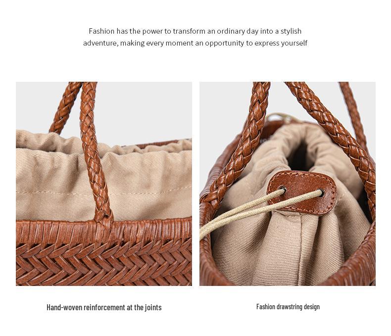 Geweven Koeienhuid Mandtas in Drakenstijl: Handtas van echt leer voor dames, grote capaciteit, retro design