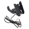 Black Motorcycle Scooter Charging Phone Holder 360 Degrees  Rotation ATV Tricycle Mount Bracket for 4‑6.5in DC12V